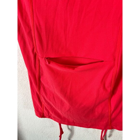 Athleta Womens Red Short Sleeve Ruched Hooded Tunic Top Large Lightweight Active - Picture 5 of 11